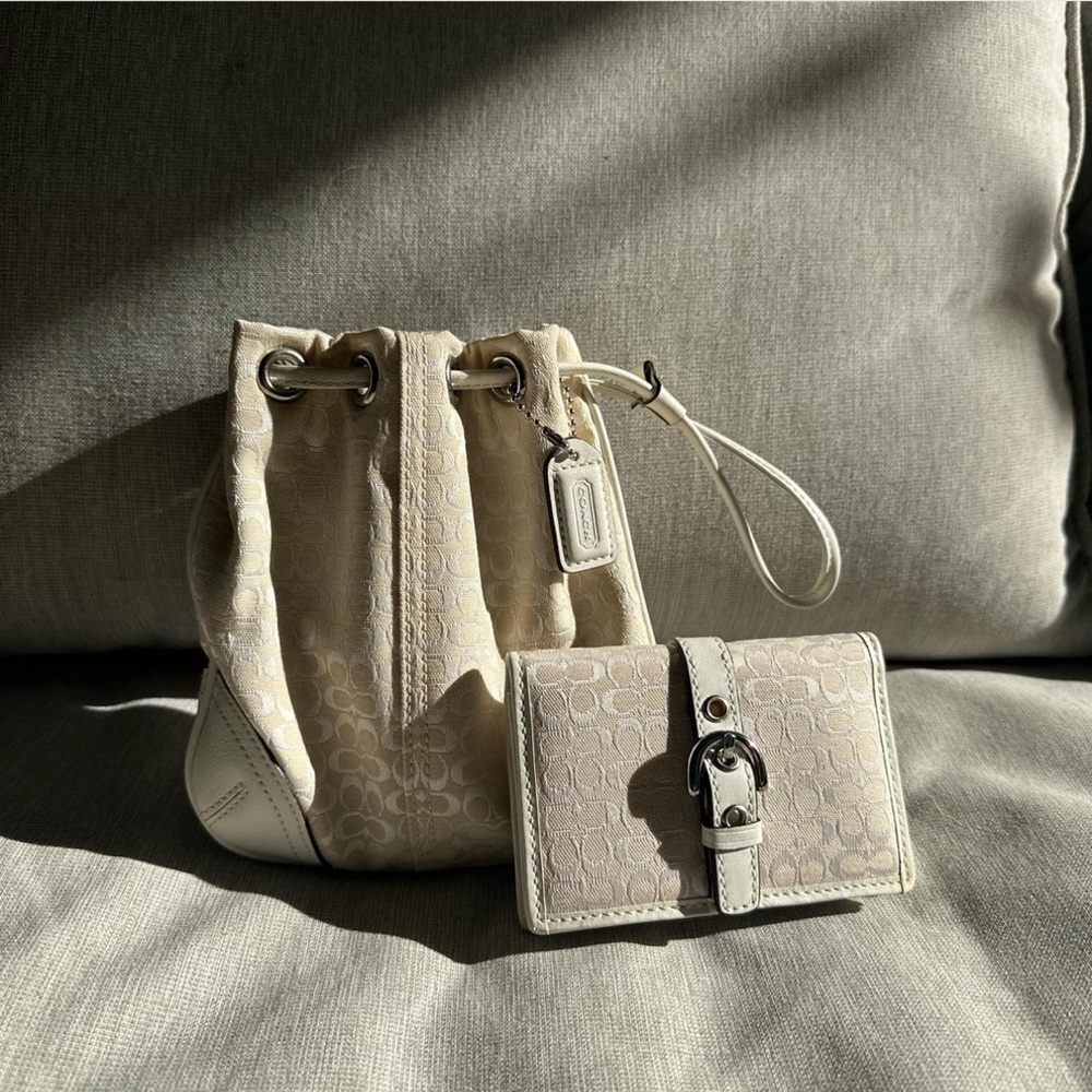 Coach mini drawstring/ bucket bag & matching wallet